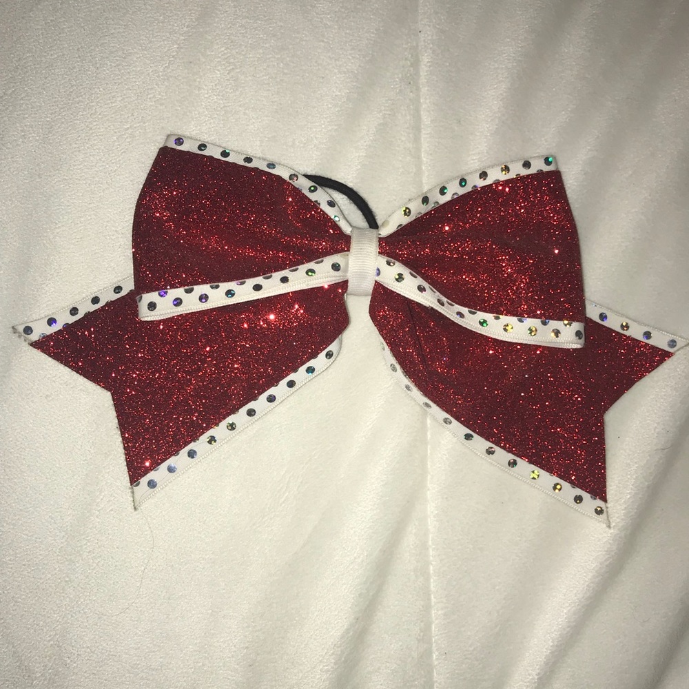 Red sparkle cheer bow